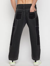 Grey Contrast Stitched Double Panel Jeans Jeans Fugazee 