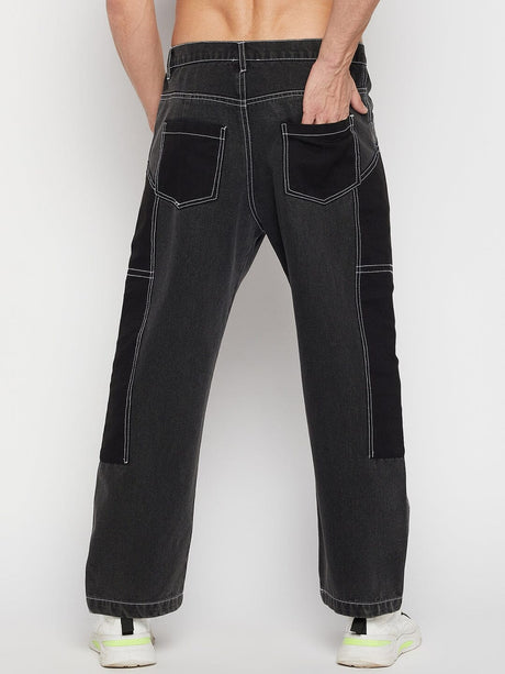 Grey Contrast Stitched Double Panel Jeans Jeans Fugazee 