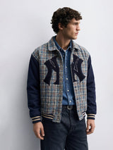 Blue Tweed Polar Fleece Applique Jacket