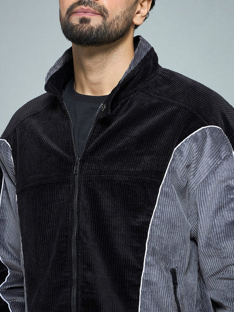Black & Grey Corduroy Moto Jacket Jackets Fugazee 