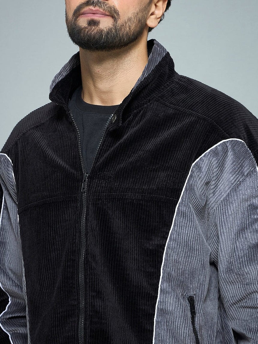 Black & Grey Corduroy Moto Jacket Jackets Fugazee 