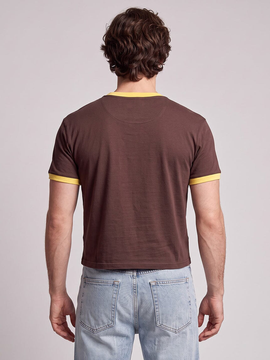 Brown Ringer Cropped Tshirt T-Shirts Fugazee 
