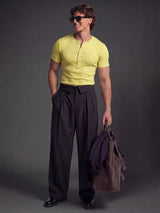 Lemon Ribbed Henley Short Sleeves Tshirt T-Shirts Fugazee 