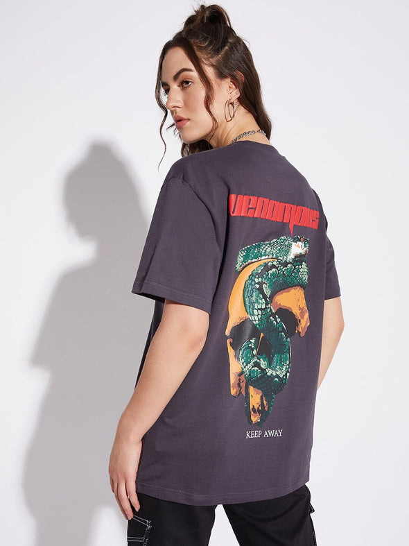 Grey Venomous Snake Unisex Oversized Tshirt