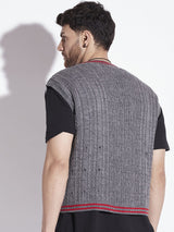 Charcoal Knitted Sleeveless Sweater