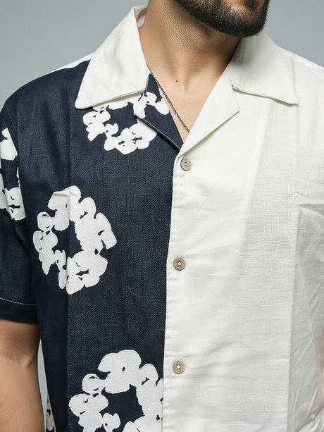 Floral Split Corduroy Denim Shirt Shirts Fugazee 