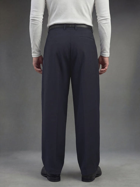 Midnight Blue Pleated Korean Trousers Trousers Fugazee 