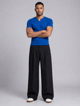 Royal Blue Notch Neck Ribbed Tshirt T-Shirts Fugazee 