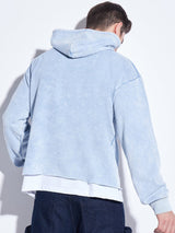 Sky Pigment Washed Graphic Cropped Hoodie Sweatshirts Fugazee 