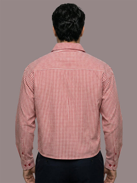 Red Checkered Chinese Frog Buttoned Cropped Shirt Shirts Fugazee 