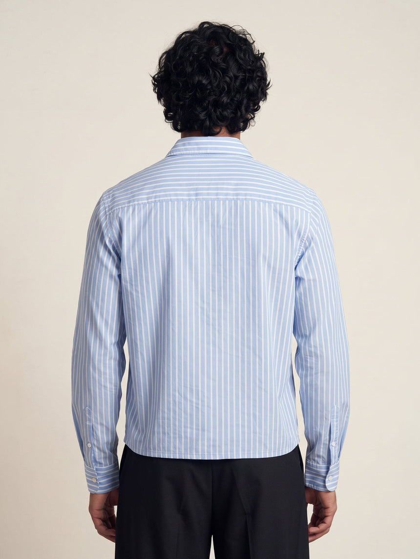Chambray Blue Lions Graphic Cropped Shirt Shirts Fugazee 