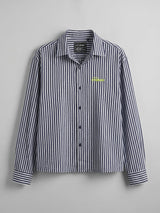 Navy Striped Seersucker Cropped Shirt Shirts Fugazee 