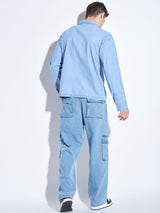 Ice Washed Denim Carpenter Shirt and Jeans Combo Clothing Set Clothing Set Fugazee 