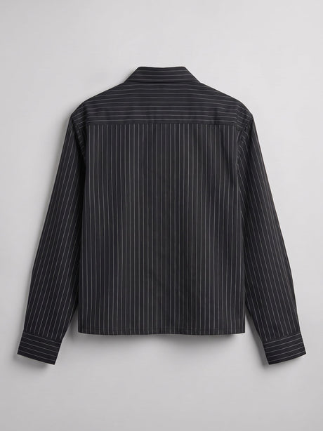 Black Striped Cropped Full Sleeves Shirt Shirts Fugazee 