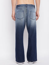 Blue Ombre Washed Flared Denim Jeans Fugazee 
