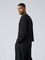 Black Waffle Relaxed Henley Tshirt T-Shirts Fugazee 