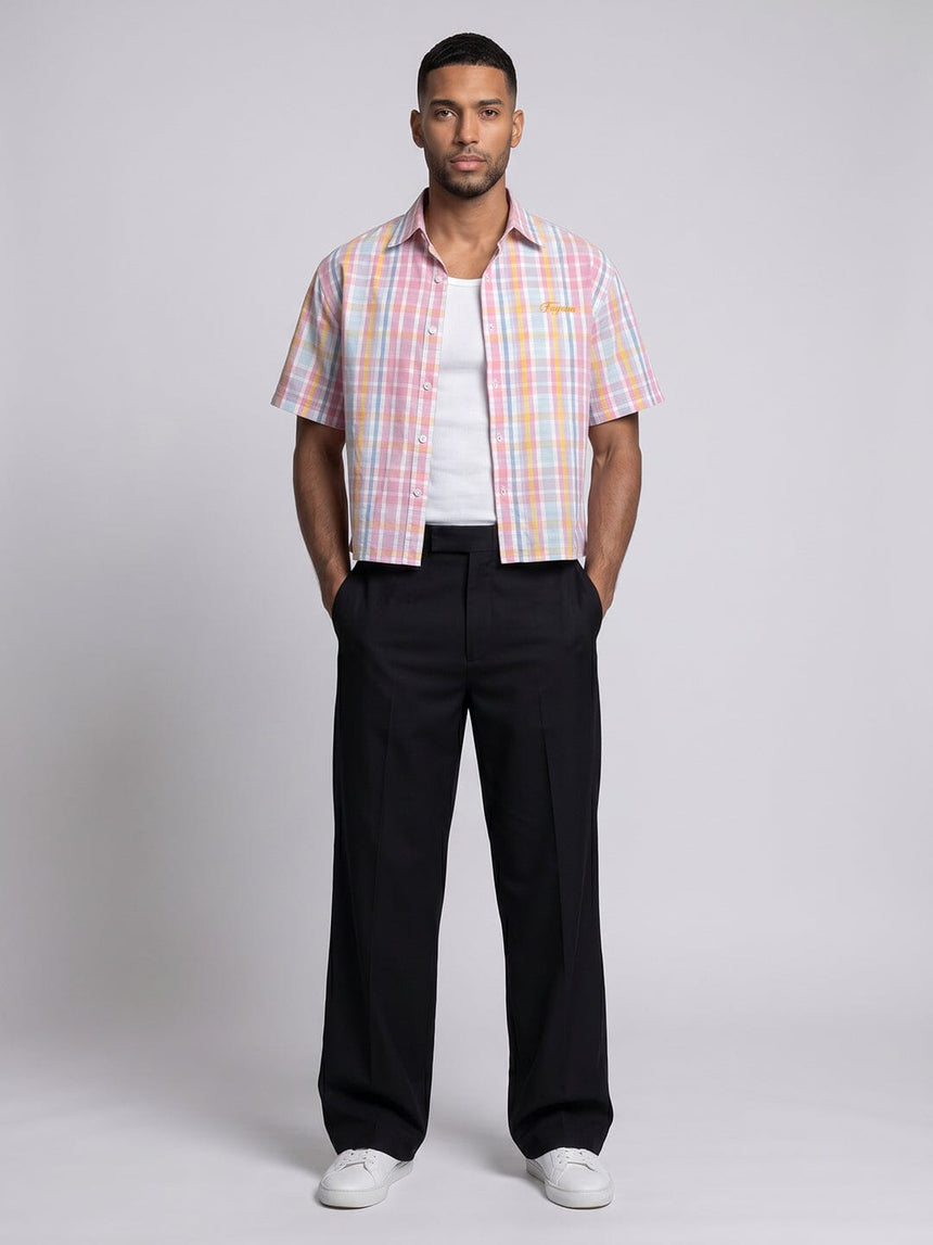 Confetti Checkered Seersucker Cropped Shirt Shirts Fugazee 