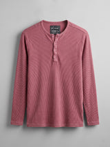 Crimson Acid Washed Ribbed Longsleeve Henley Tshirt T-Shirts Fugazee 
