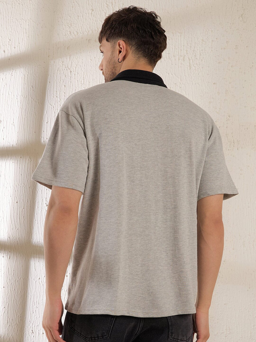 Grey Monogram Oversized Polo Tshirt T-shirts Fugazee 