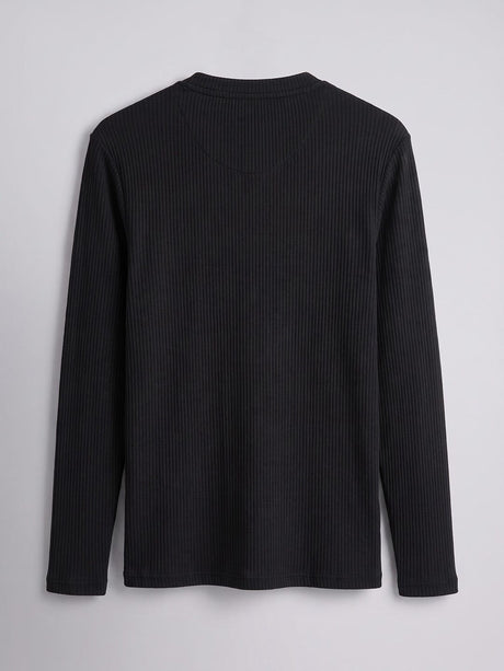 Black Parker Ribbed Henley Tshirt T-Shirts Fugazee 