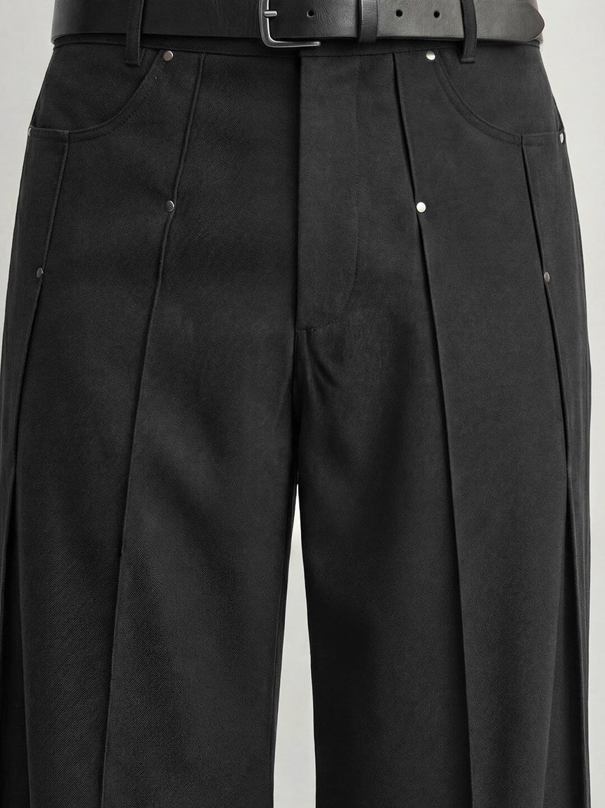 Black Rivet Pleated Trousers Trousers Fugazee 