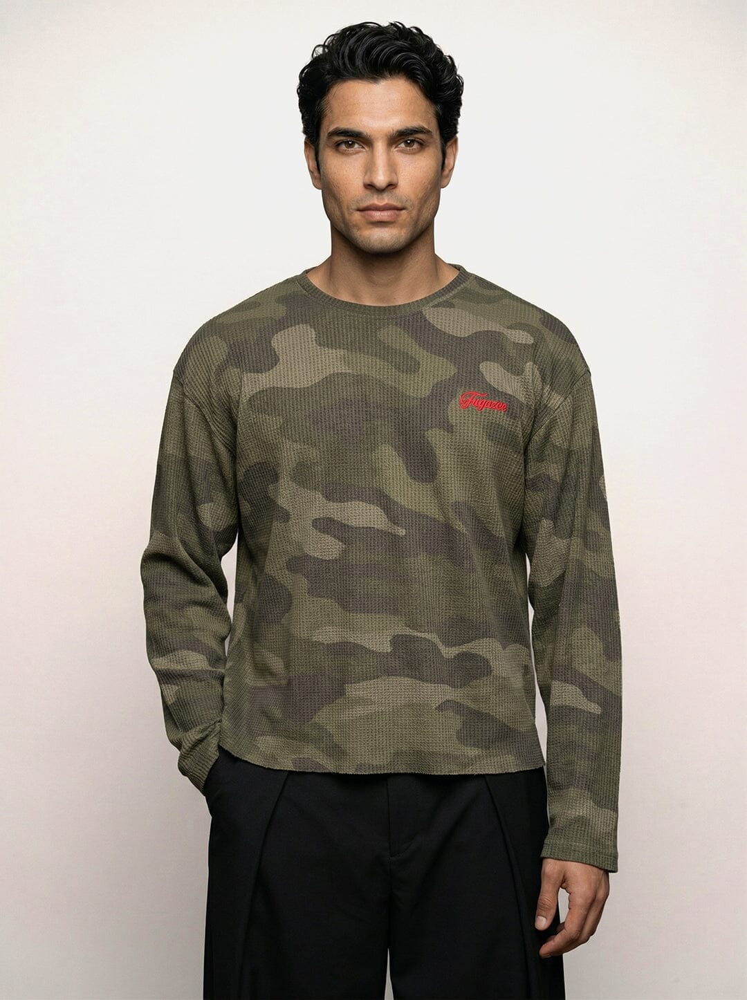 Camo Waffle Cropped Longsleeve Tshirt | Buy Men Cropped Waffle