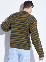 Olive Striped Oversized Sweater Sweaters Fugazee 