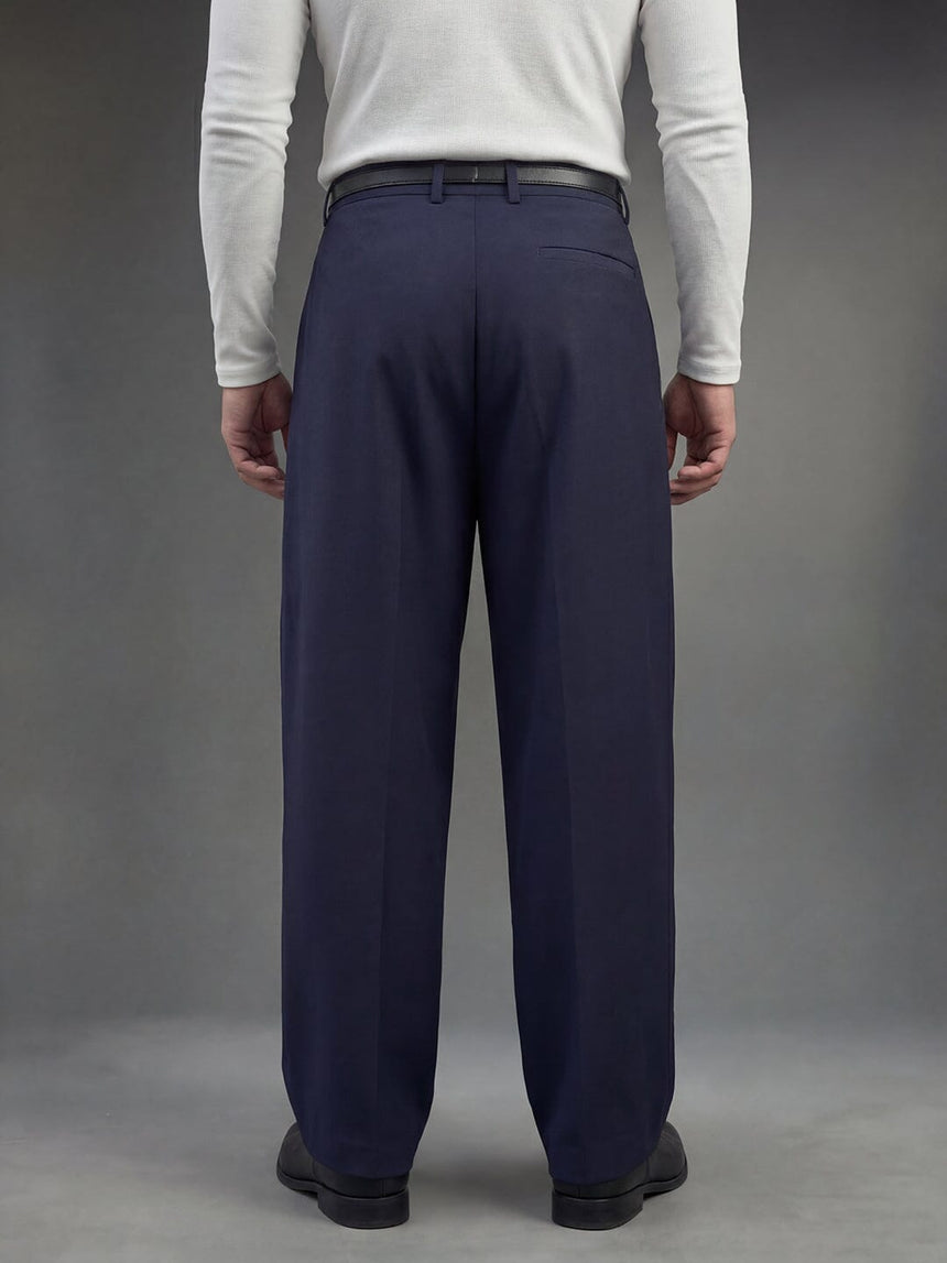 Navy Pleated Korean Trousers Trousers Fugazee 