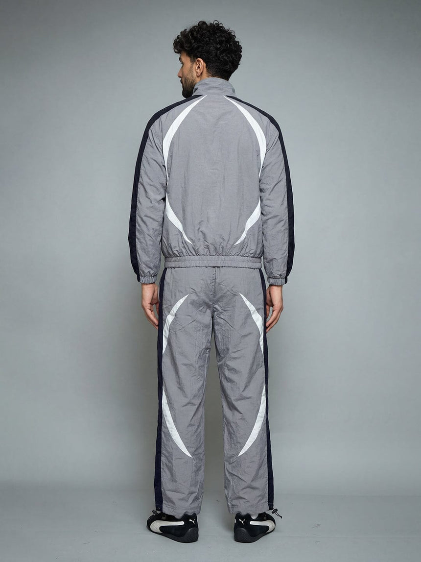 Grey Crescent Cut And Sew Tracksuit Tracksuits Fugazee 