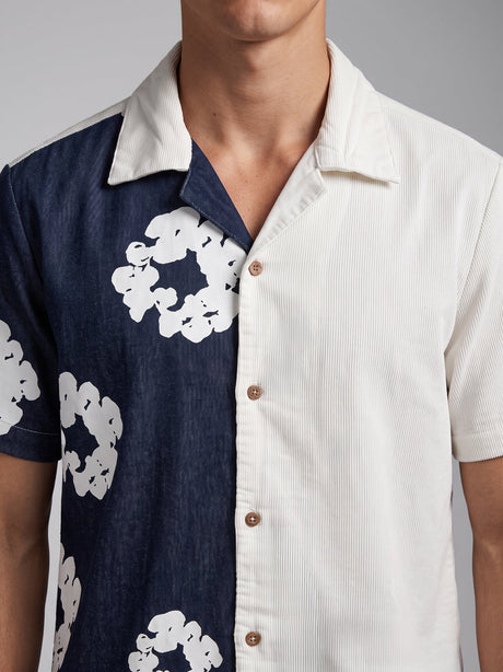 Floral Split Corduroy Denim Shirt Shirts Fugazee 