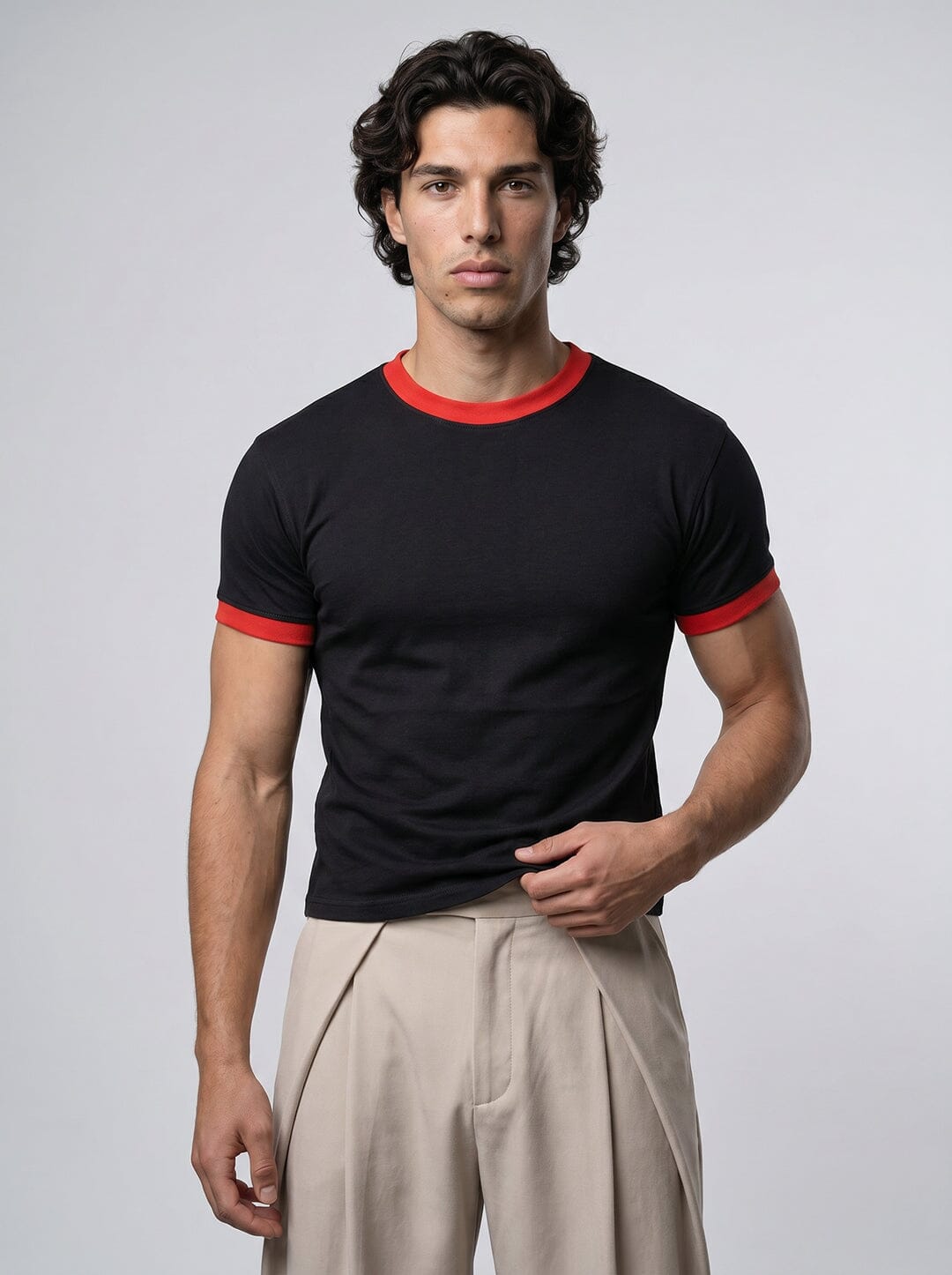 Black Cropped Ringer Tshirt | Buy Men Tshirts | Fugazee – FUGAZEE