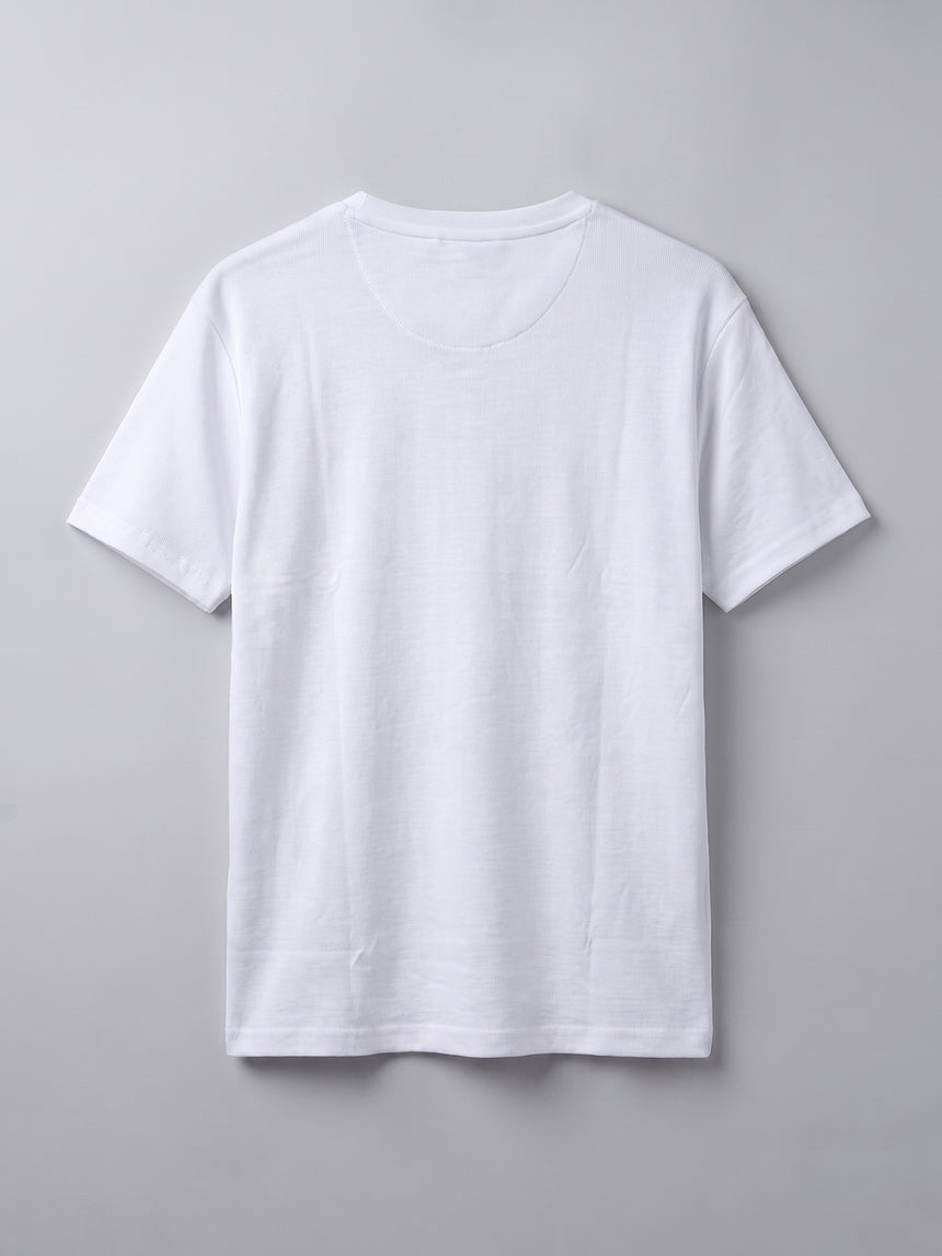 White Notch Neck Ribbed Tshirt