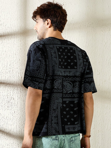 Black Paisley Oversized Tshirt T-shirts Fugazee 