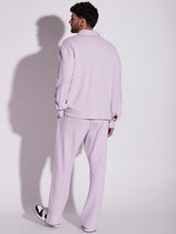Lavender Pleated OverShirt And Pants Combo Set Clothing Set Fugazee 