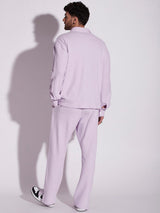 Lavender Pleated OverShirt And Pants Combo Set