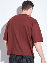 Brown Oversized Elbow Sleeve Tee T-shirts Fugazee 