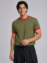 Khaki Ringer Cropped Tshirt T-Shirts Fugazee 
