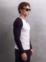 Monochrome Raglan Ribbed Henley Tshirt T-Shirts Fugazee 