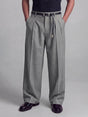 Grey Striped Pleated Trousers Trousers Fugazee 