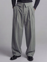 Grey Inverted Waist Tailored Trousers Trousers Fugazee 