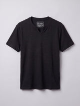 Black Notch Neck Ribbed Tshirt T-Shirts Fugazee 