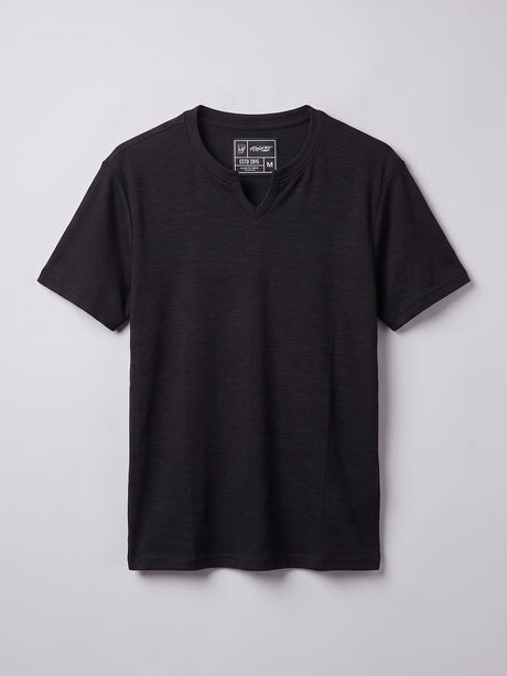 Black Notch Neck Ribbed Tshirt T-Shirts Fugazee 