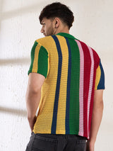 Technicolour Striped Crochet Shirt Shirts Fugazee 