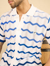 White Wavy Stripes Crochet Shirt Shirts Fugazee 