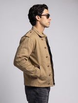 Biege Heavyweight Cropped Harrington Jacket Jackets Fugazee 