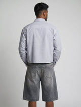 Heather Blue Striped Cropped Shirt Shirts Fugazee 