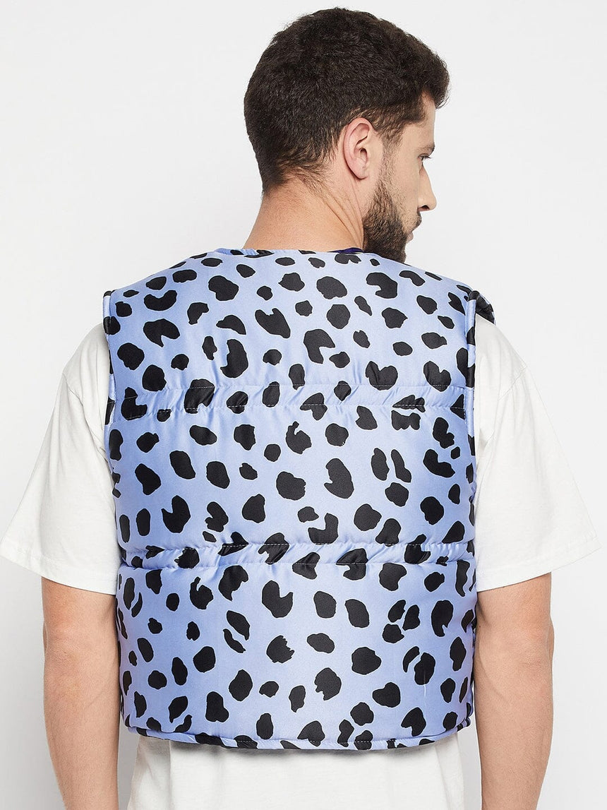 Blue Leopard Quilted Gillet Jackets Fugazee 