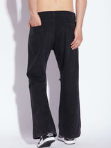 Black Knee Ripped Flared Denim Jeans Fugazee 