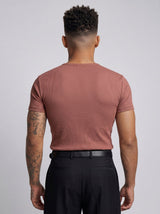Muted Plum Ribbed Short Sleeves Henley Tshirt T-Shirts Fugazee 