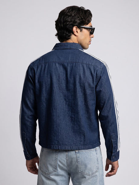 Dark Wash Taped Frog Buttoned Cropped Shirt Shirts Fugazee 